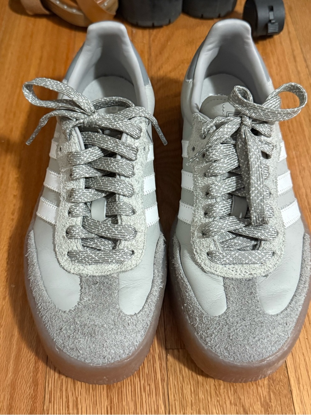 adidas zamba Light Gray Low-Top Sneakers with White Stripes